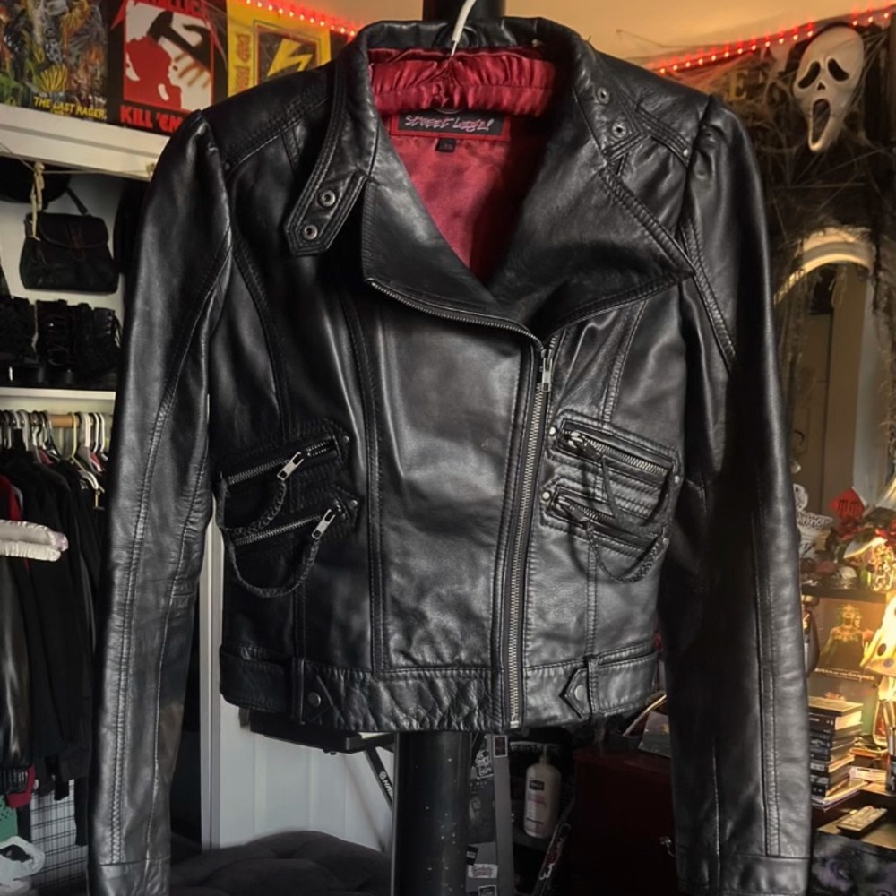 Leather Jacket W/ Red Slik by Street Legal